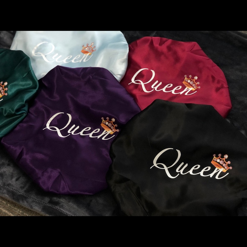 Queen Satin Hair Bonnet Adjustable Double Layer